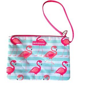 GeckoBrands Multicolor Flamingo Swim Bag Zip Wristlet Utility Bag NWOT